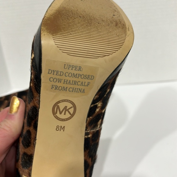 Michael Kors York Platform Cheetah Natural Haircalf Open Toe Pump Size 8 - Picture 6 of 14